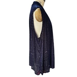 Susan Graver Midnight Blue Textured Burnout Lightweight Velour Vest Kimono Large